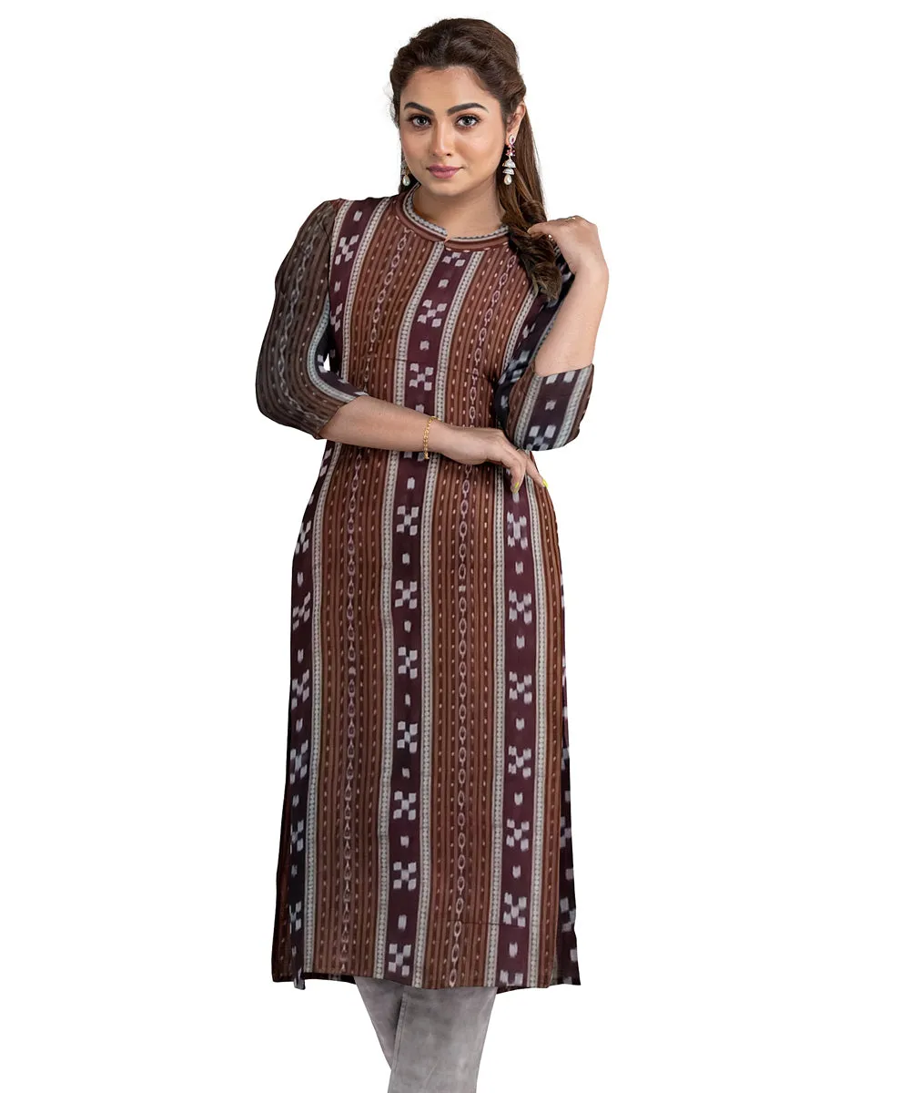 Coffee handwoven cotton nuapatna dress material