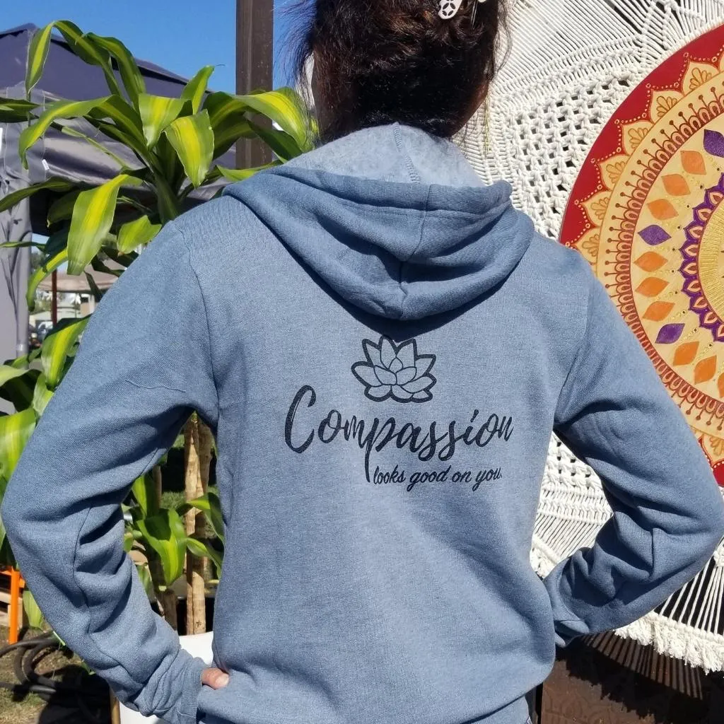 Compassion Looks Good On You Unisex Fleece Zip Up Hoodie