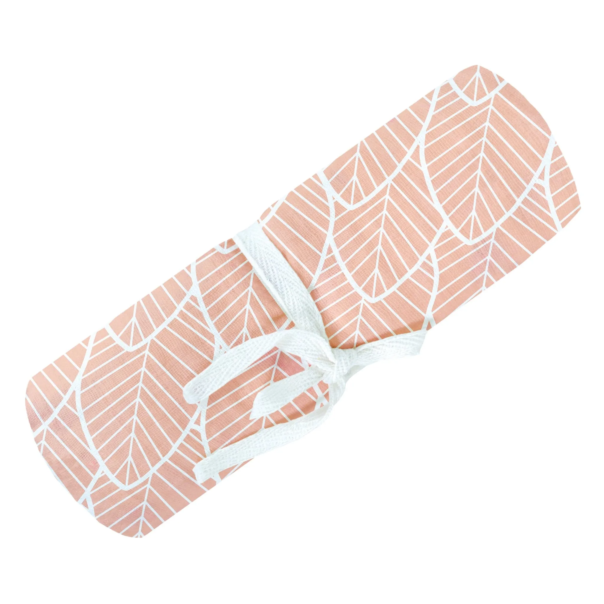 Cotton muslin swaddle - Pink Leaves | Partnership