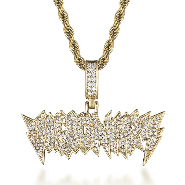 Cubic Zirconia Studded "Visionary" Hip-hop Pendant Necklace