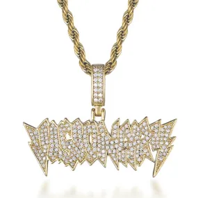 Cubic Zirconia Studded "Visionary" Hip-hop Pendant Necklace