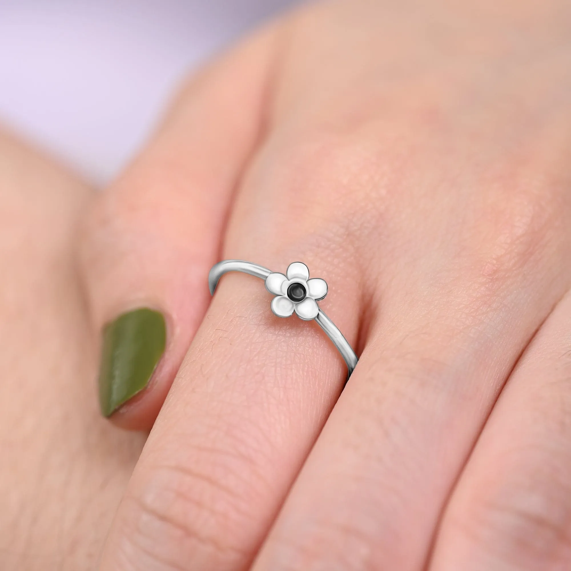 Dainty Flower Stackable Ring Sterling Silver