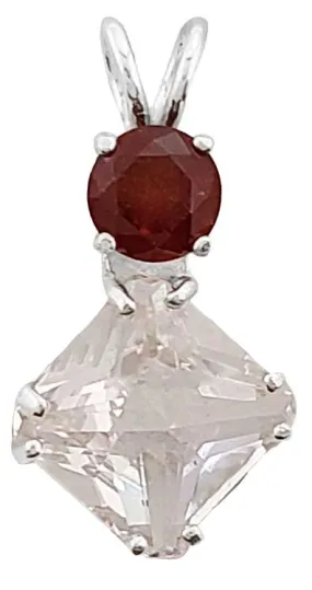 Danburite Mini Magician Stone? with Round Cut Hessonite Garnet