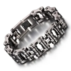 Dark Tone Biker Chain Bracelet Titanium Steel