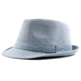 Denim Manhattan Structured Trilby Fedora Hat