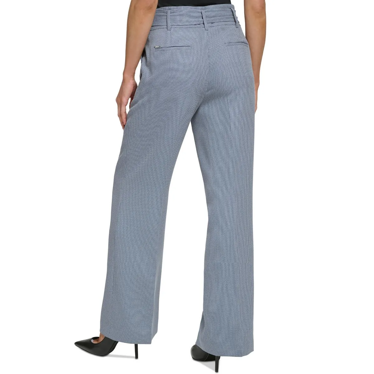 DKNY Womens Petites High Rise Workwear Wide Leg Pants