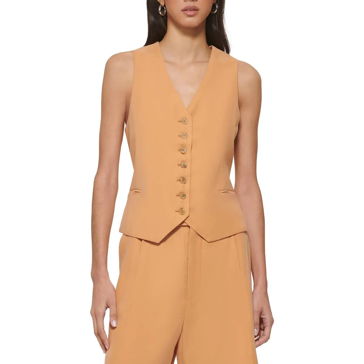 DKNY Womens V Neck Sleeveless Suit Vest