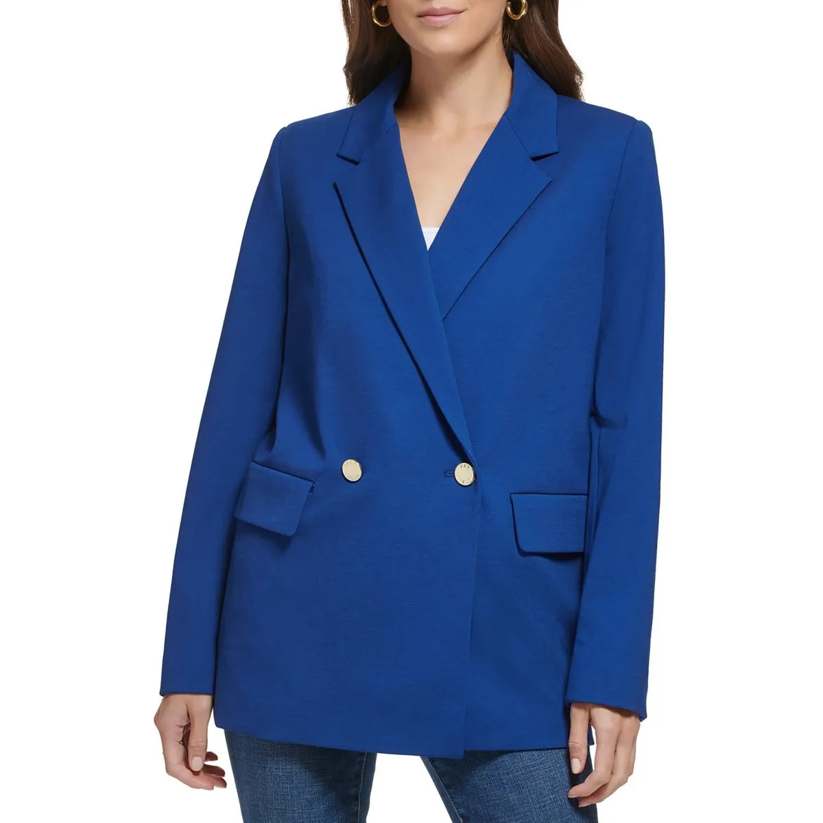 DKNY Womens Woven Notch Lapel One-Button Blazer