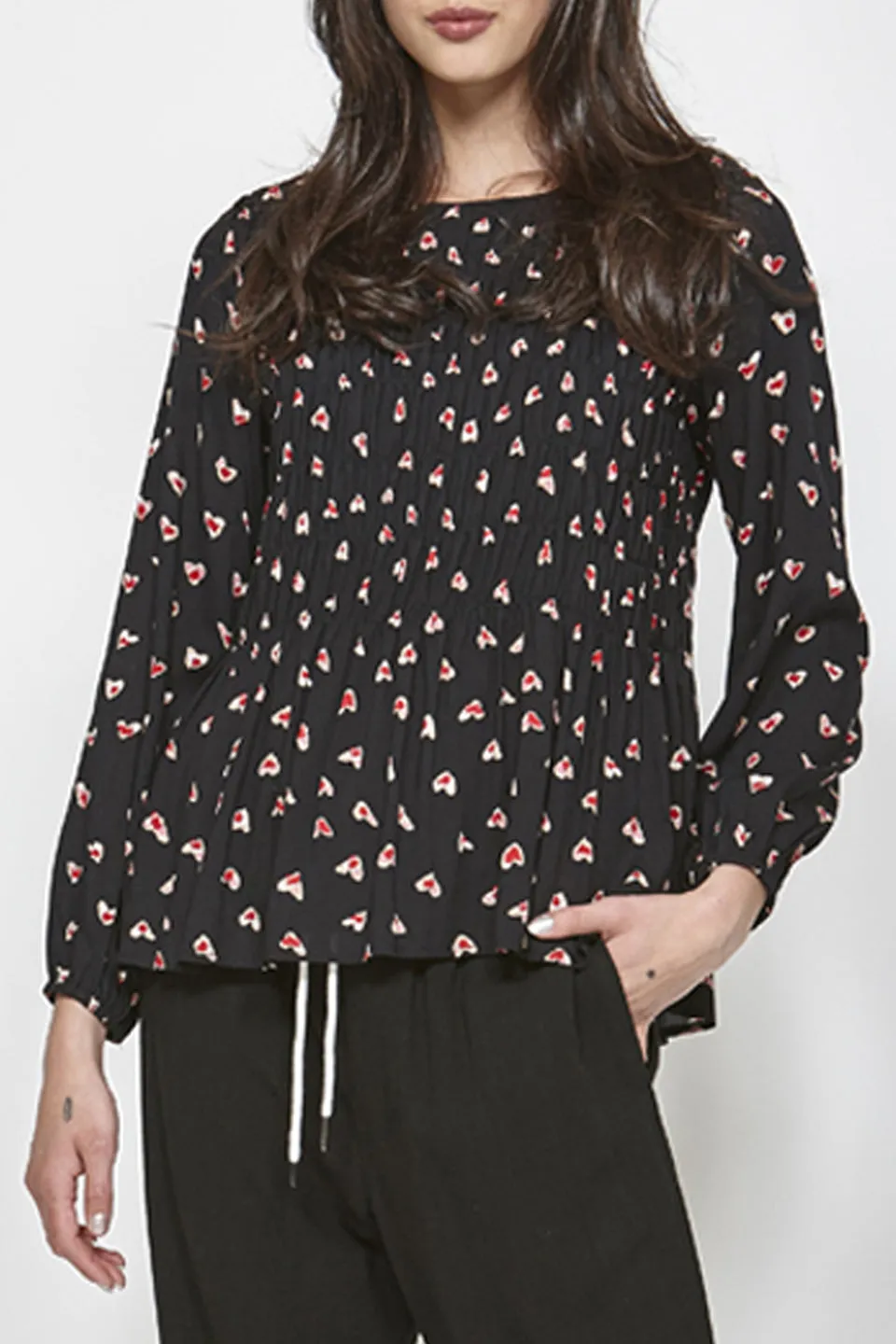 Drive Black Floral Print LS Top