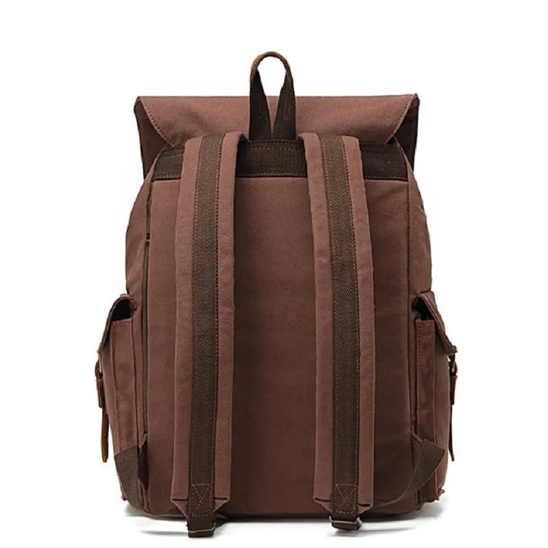 Durable Canvas Leather Travel Backpack 20 to 35 Litre