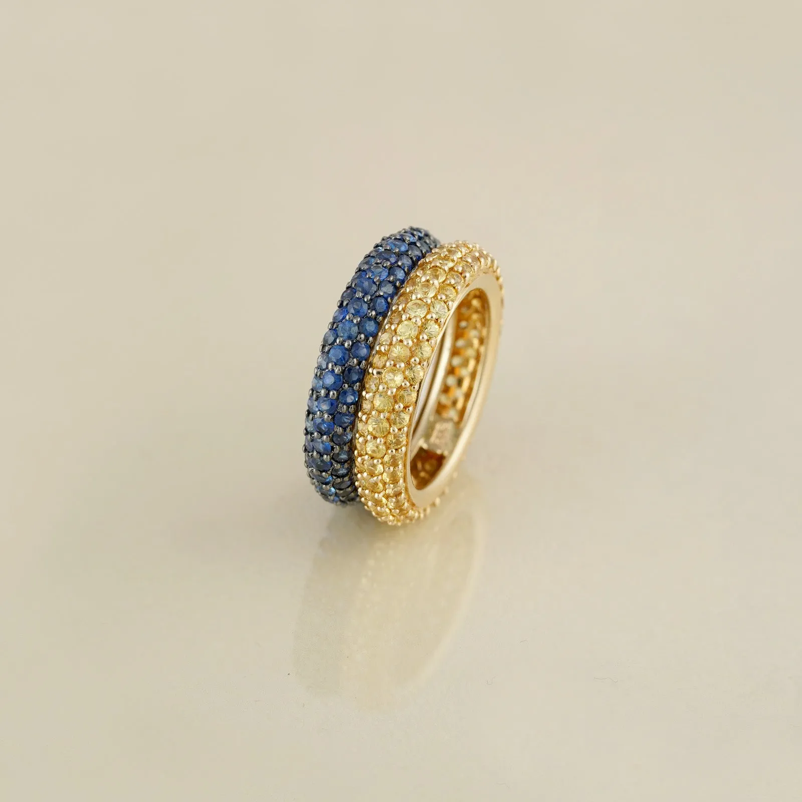 Ella Blue & Yellow Sapphire Ring Set