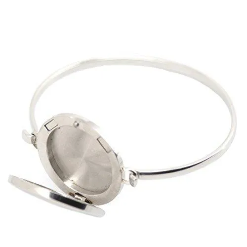 Essential Oil Diffuser Bracelet Women Men Openable 30mm Round Locket Bangle Stainless Steel