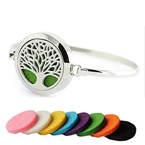 Essential Oil Diffuser Bracelet Women Men Openable 30mm Round Locket Bangle Stainless Steel