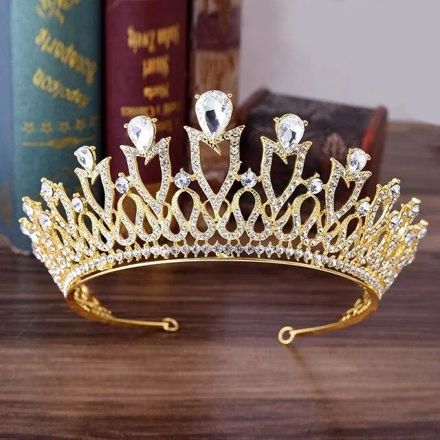 European Monarch Crystal Wedding Queen Crown Tiaras