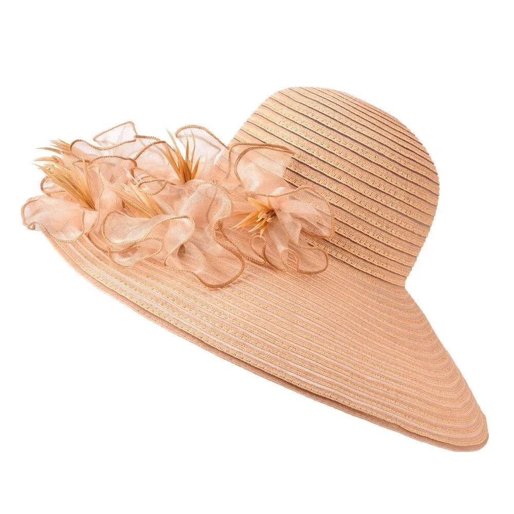 Floppy Large Brim Straw Fascinator Sun Hat