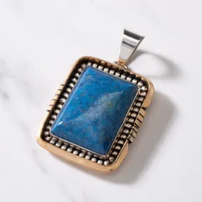 Gary Spencer Lapis Rectangular Navajo USA Native American Made 925 Sterling Silver & 12K Gold Filled Pendant