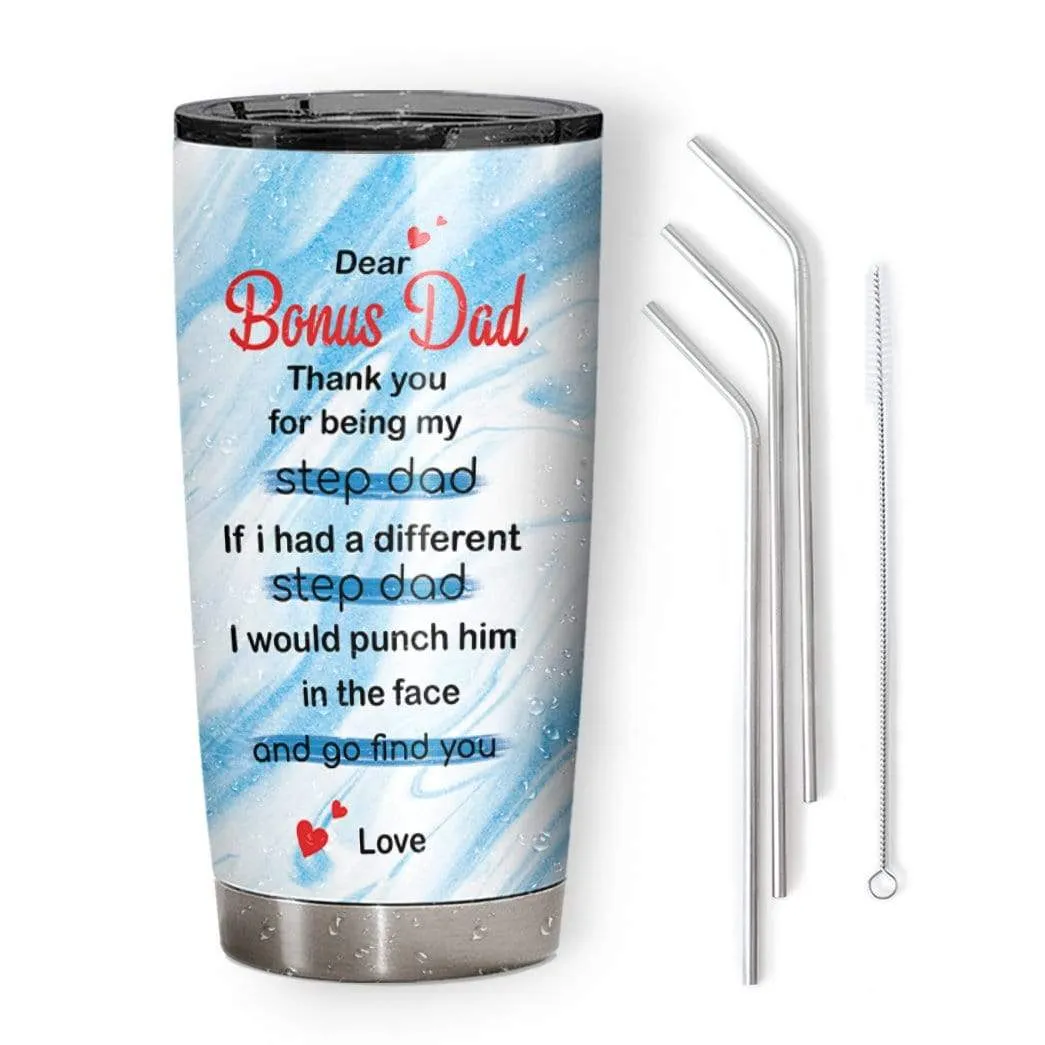 Gearhuman 3D Love Step Dad Custom Name Design Vacuum Insulated Tumbler