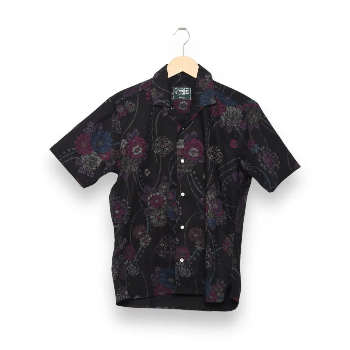 Gitman Brothers Vintage Camp Shirt Floral Bark Cloth black