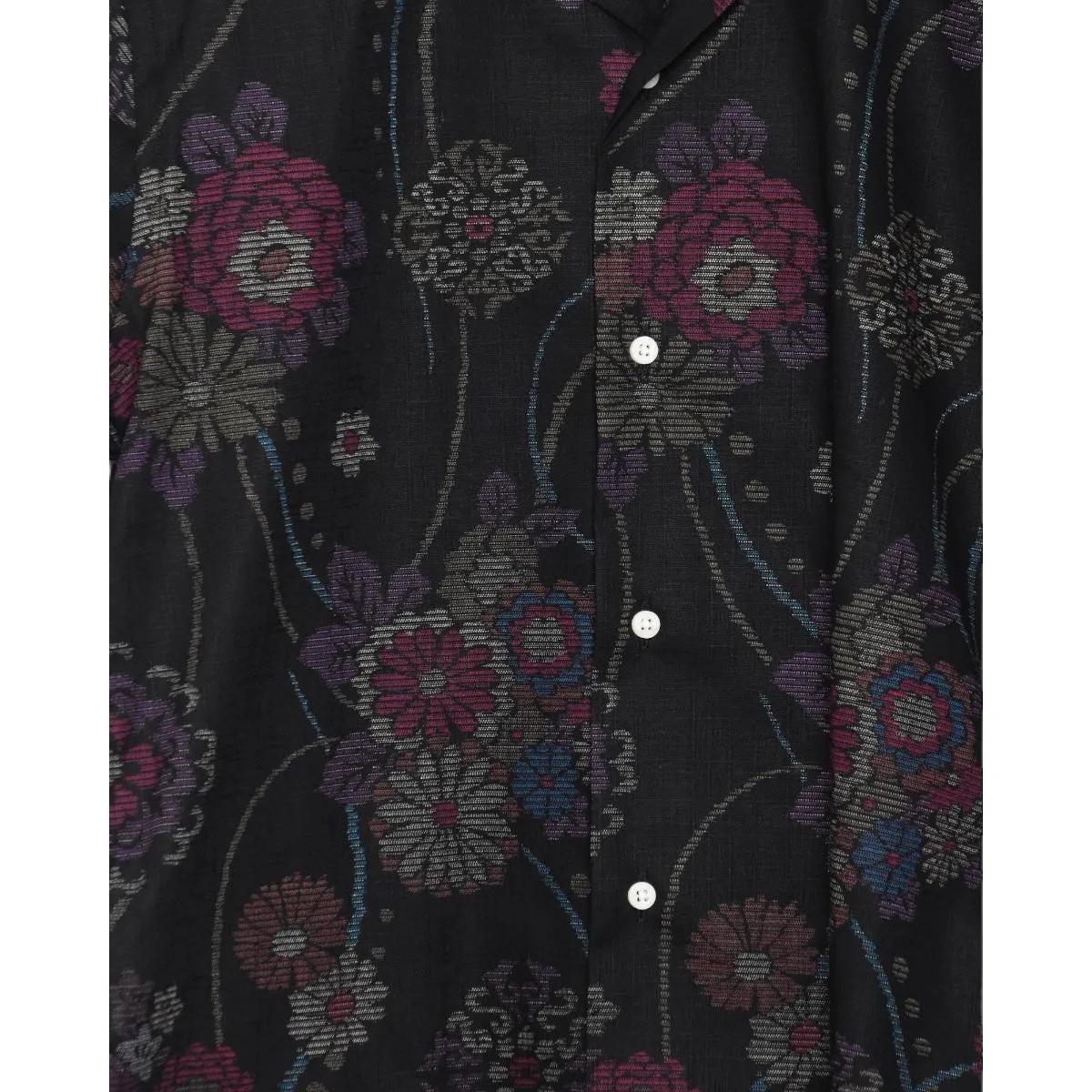 Gitman Brothers Vintage Camp Shirt Floral Bark Cloth black