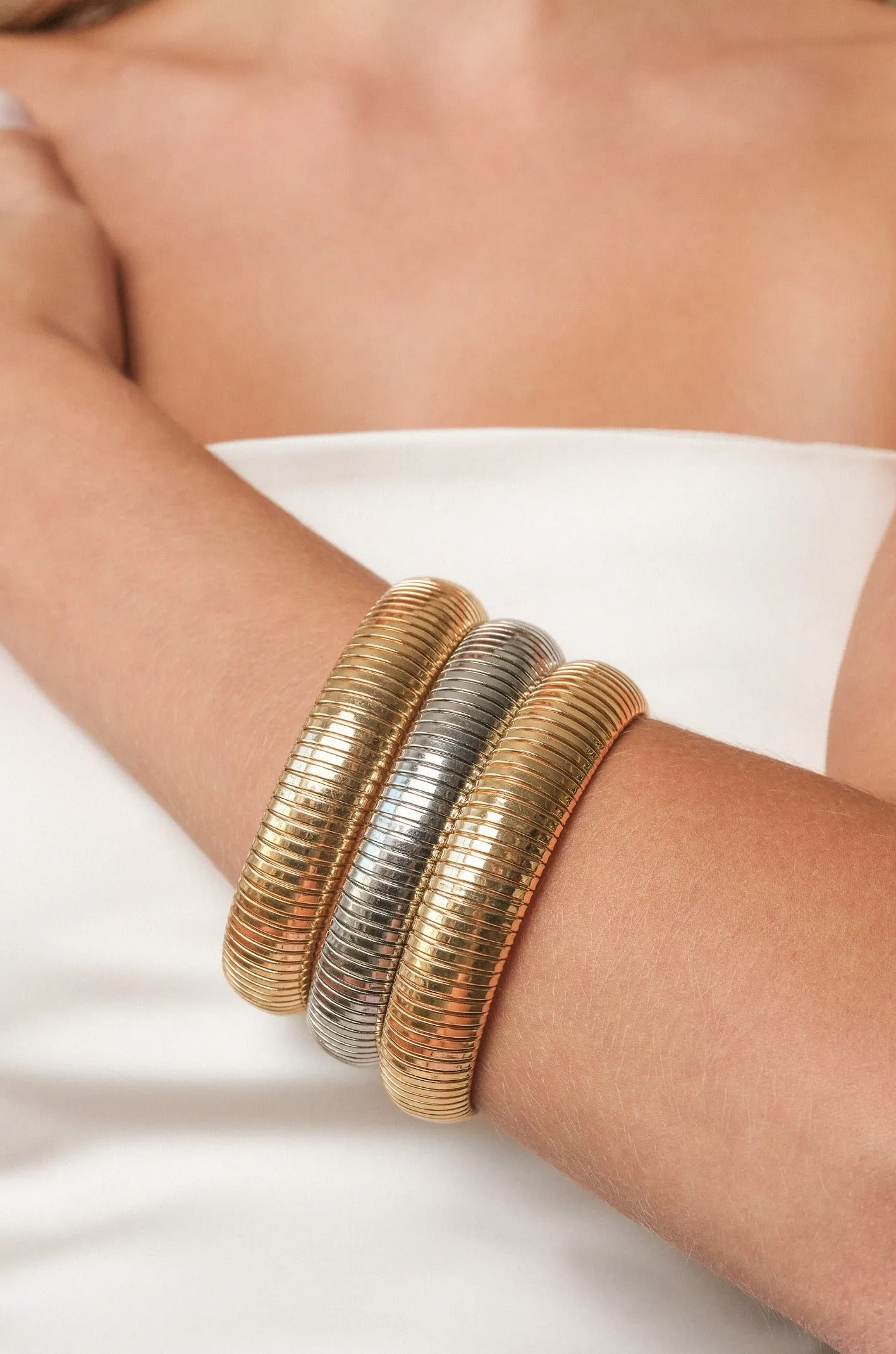 Golden Hour Flex Snake Chain Stretch Bracelet Set