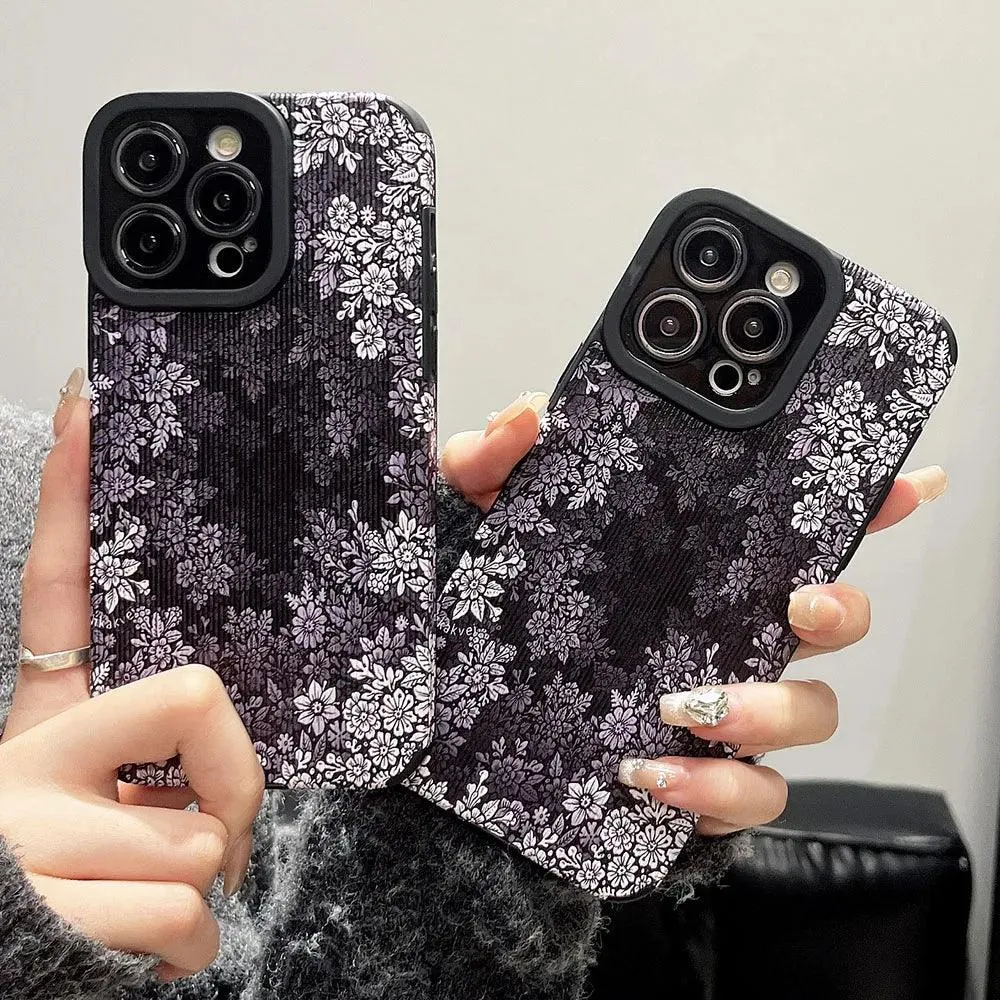 Gray Flowers Pattern - Cute Phone Case For iPhone 15, 14, 13, 12, 11 Pro Max, 7, 8 Plus X XS XR