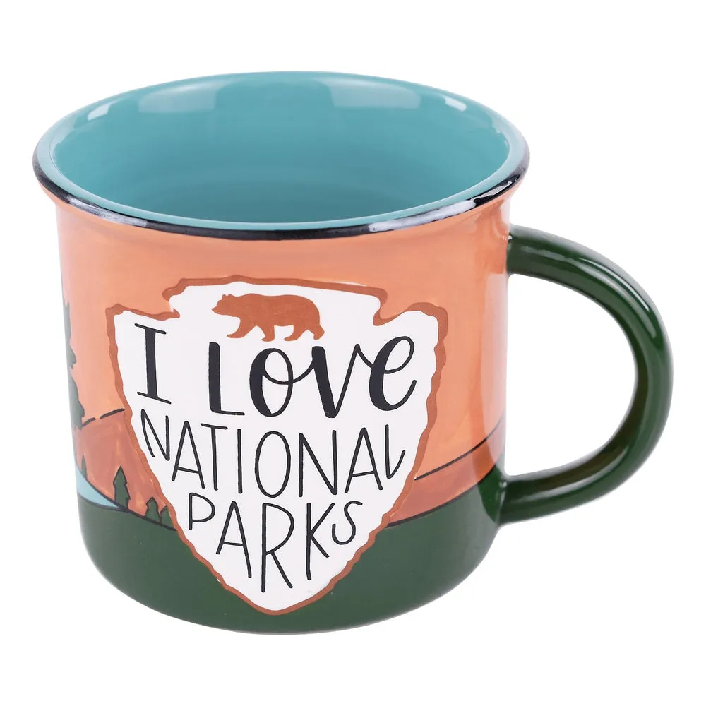 I Love National Parks Ceramic Mug - 16oz Hand-Painted Tribute to Nature