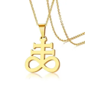 Inverted Cross Leviathan Stainless Steel Pendant Necklace