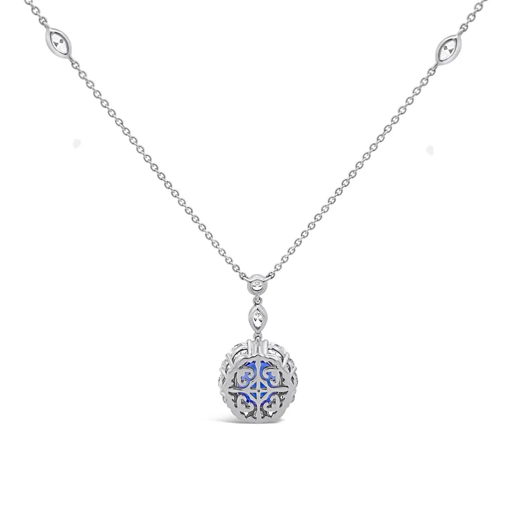 Irisa by Martin Binder Blue Sapphire & Diamond Halo By the Yard Necklace