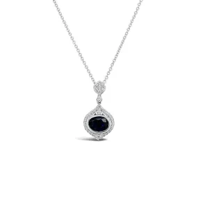 Irisa by Martin Binder Oval Blue Sapphire & Pave Diamond Necklace