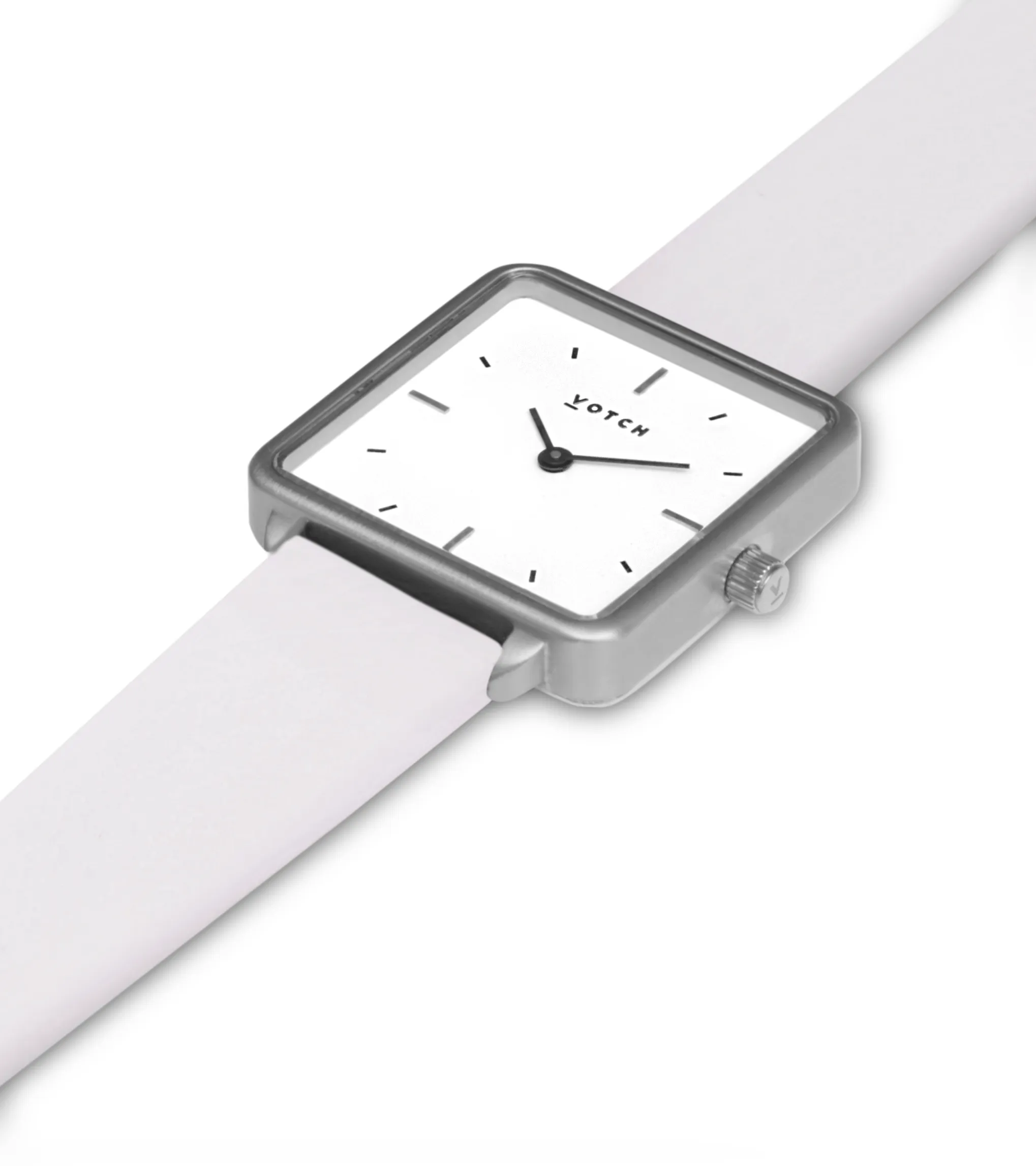 Kindred Watch with Silver & White Dial | Light Grey Vegan Leather Strap