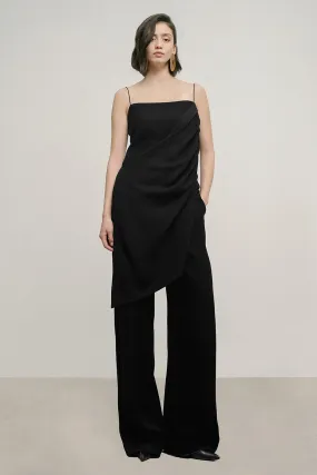 Laelia Straight Wide Leg Crepe Floor Length Pants