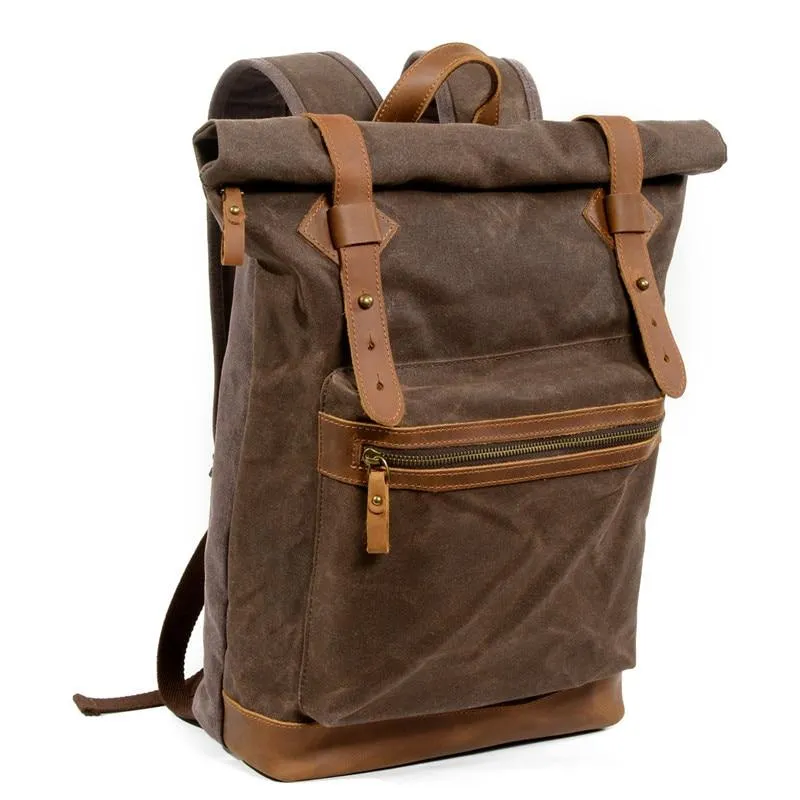 Luxury Canvas Leather Waterproof Backpack 20 Litre for Students