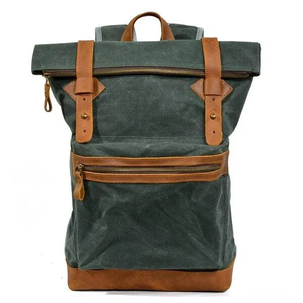 Luxury Canvas Leather Waterproof Backpack 20 Litre for Students