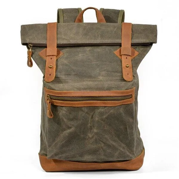 Luxury Canvas Leather Waterproof Backpack 20 Litre for Students