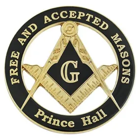 Masonic Free and Accepted Masons Prince Hall Black and Gold Auto Emblem