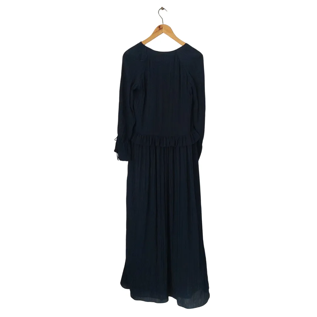 Massimo Dutti Blue Pleated Maxi Dress | Pre Loved |