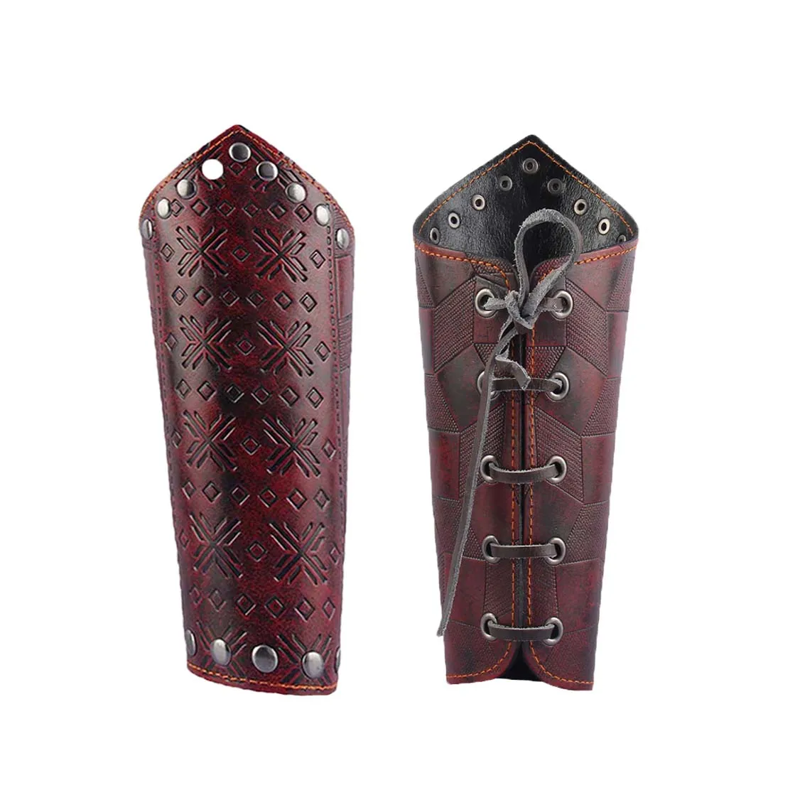 Medieval Bracers Dragon Knight Genuine Leather Gauntlet Wristband Wide Bracer Arm Armor Cuff