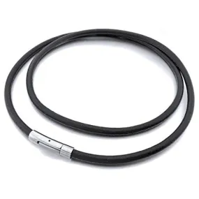 Men's 6mm Wide Stainless Steel Genuine Leather Cord Necklace Chain 14~40 Inch