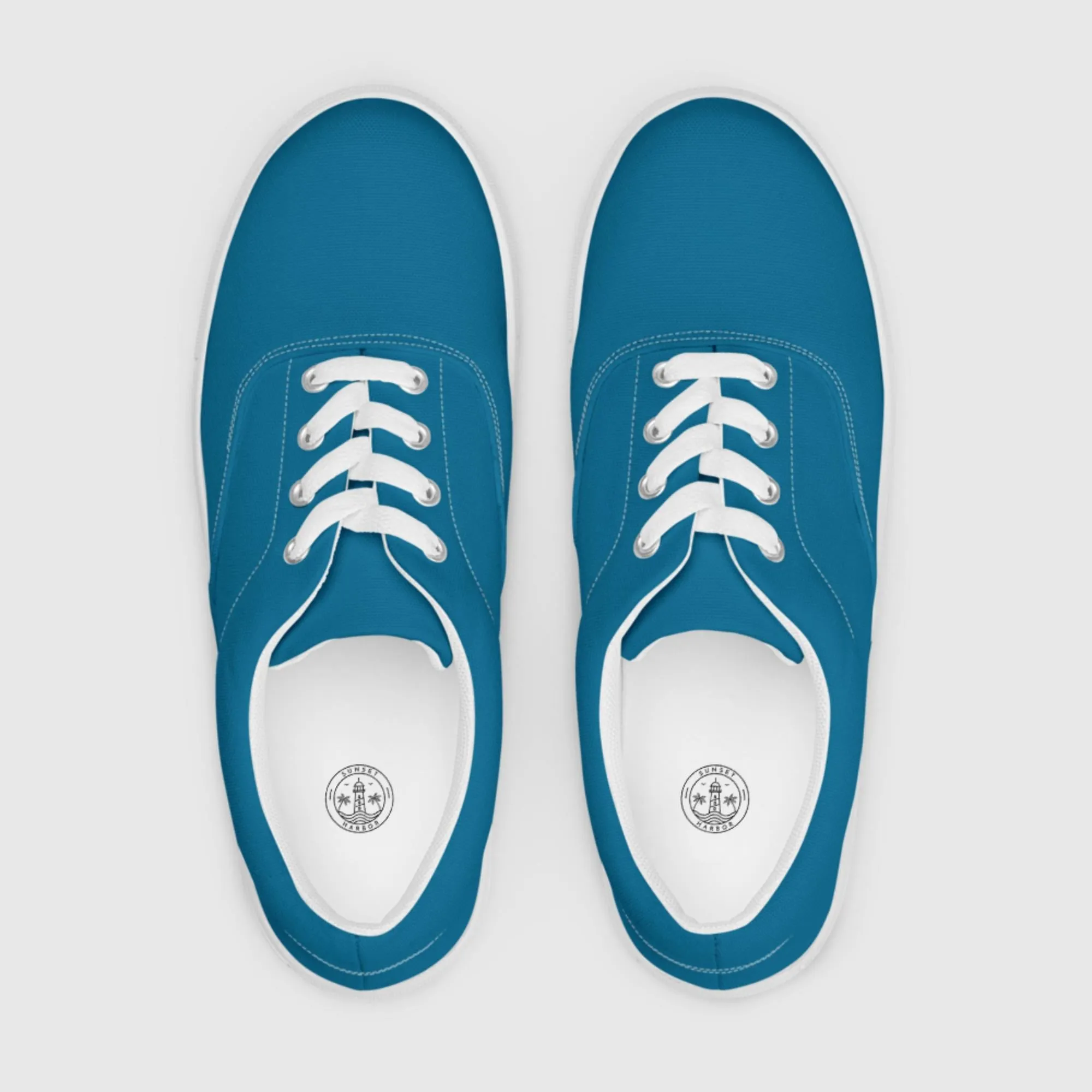 Men’s lace-up canvas shoes - Cerulean Blue