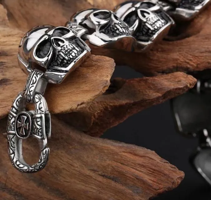 Men’s Stainless Steel Gothic Viking Skull Bracelet