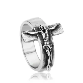 Men's Titanium Christian Jesus Cross INRI Ring