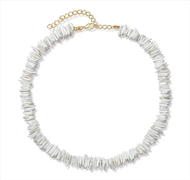 Multi-piece White Stone Puka Shell and Pearl Necklace Set