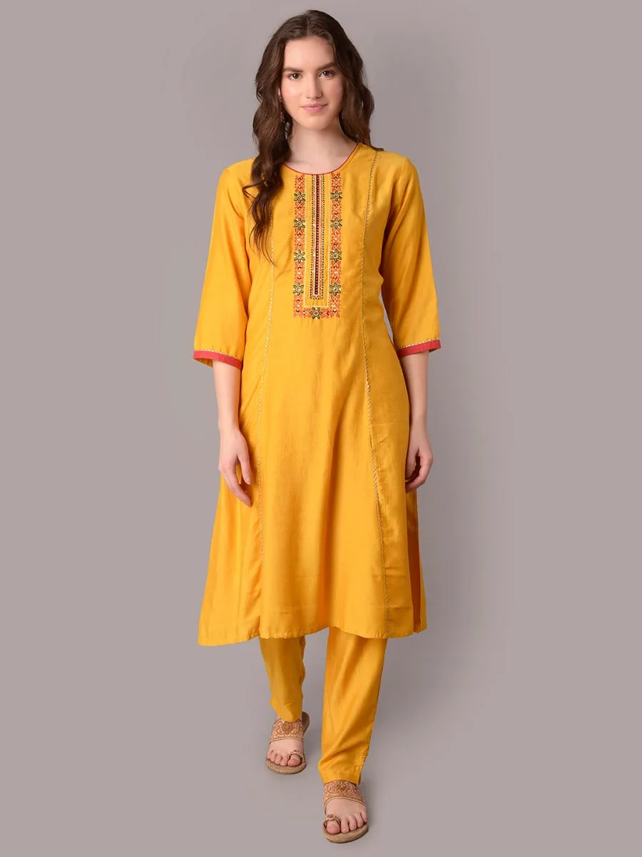 Mustard Kurta Trouser With Dupatta