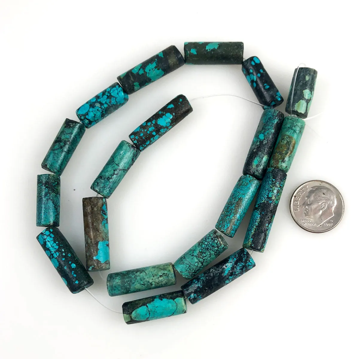 Natural Turquoise Tube Beads 7mm