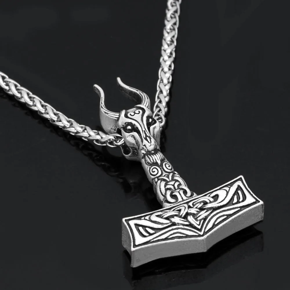 Nordic Viking Sheep Head Hammer Pendant