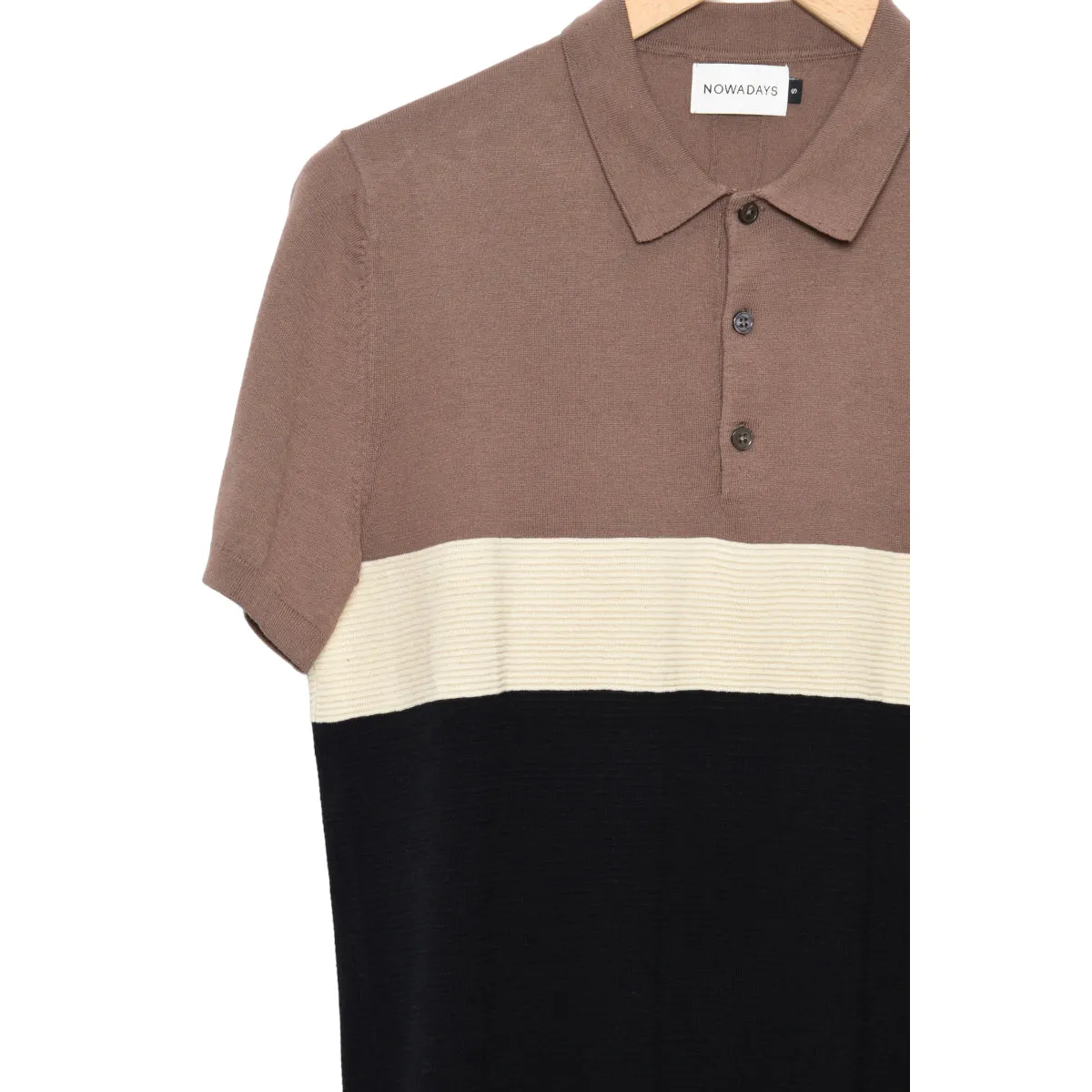 Nowadays Knitted Silk Structure Polo brown lentil