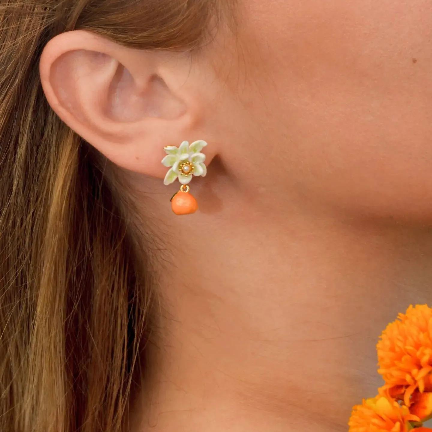 Orange Stud Earrings