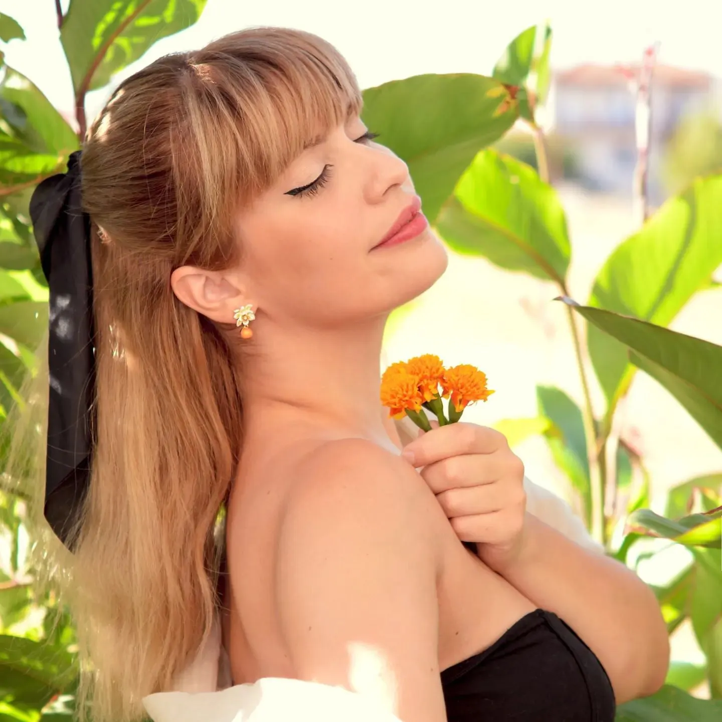 Orange Stud Earrings