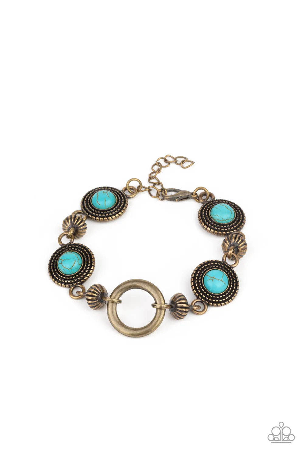 Paparazzi Bracelet ~ Musical Mountains - Brass and Blue Bracelet