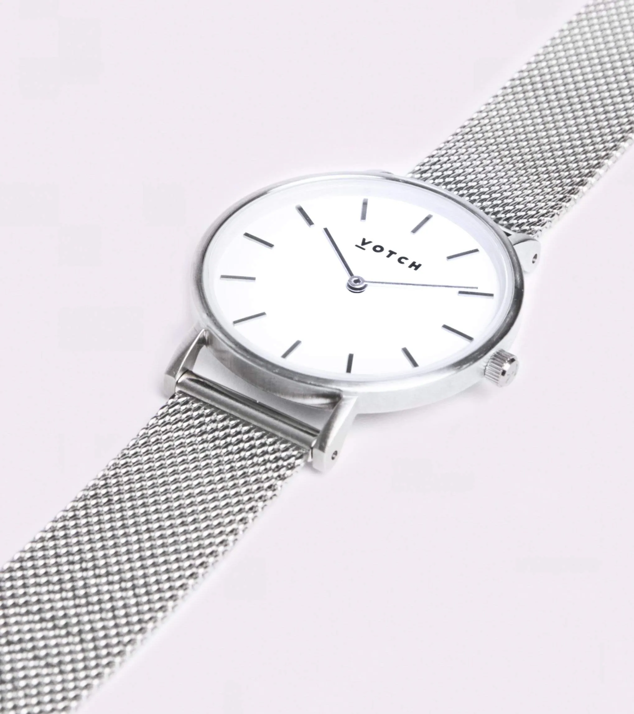 Petite Watch Silver & White Dial | Silver Mesh Strap